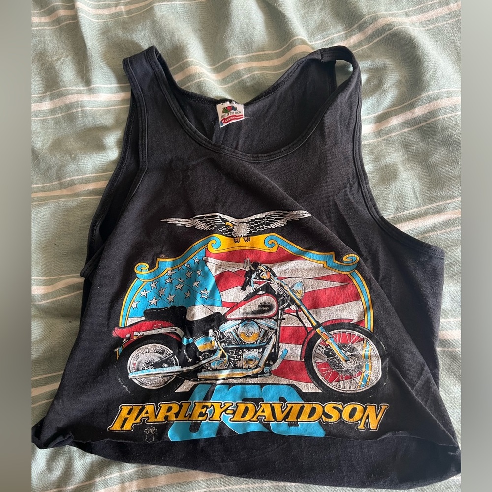 Cropped Harley tank cutoff